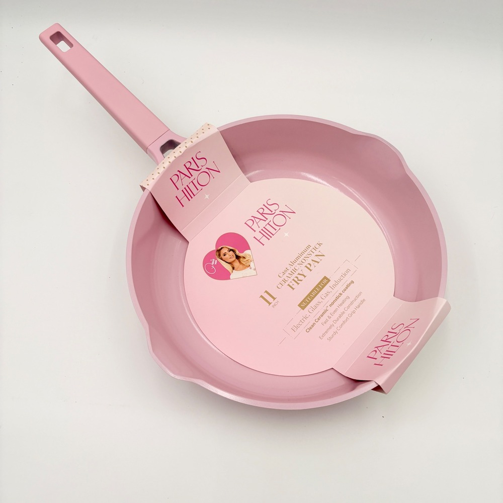 Paris Hilton 11 Inch Cast Aluminum Ceramic Nonstick Fry Pan Blush Pink
